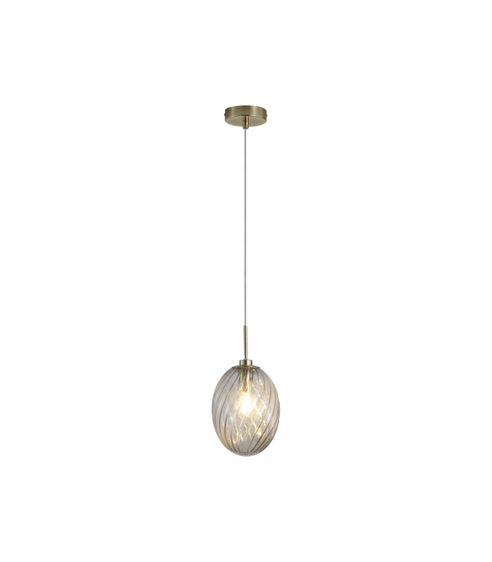 Whirl Pendant Lamp Satin Brass Champagne Glass 1x E14-3