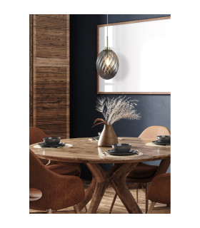 Whirl Pendant Lamp Satin Brass Smoked Glass 3x E14-2