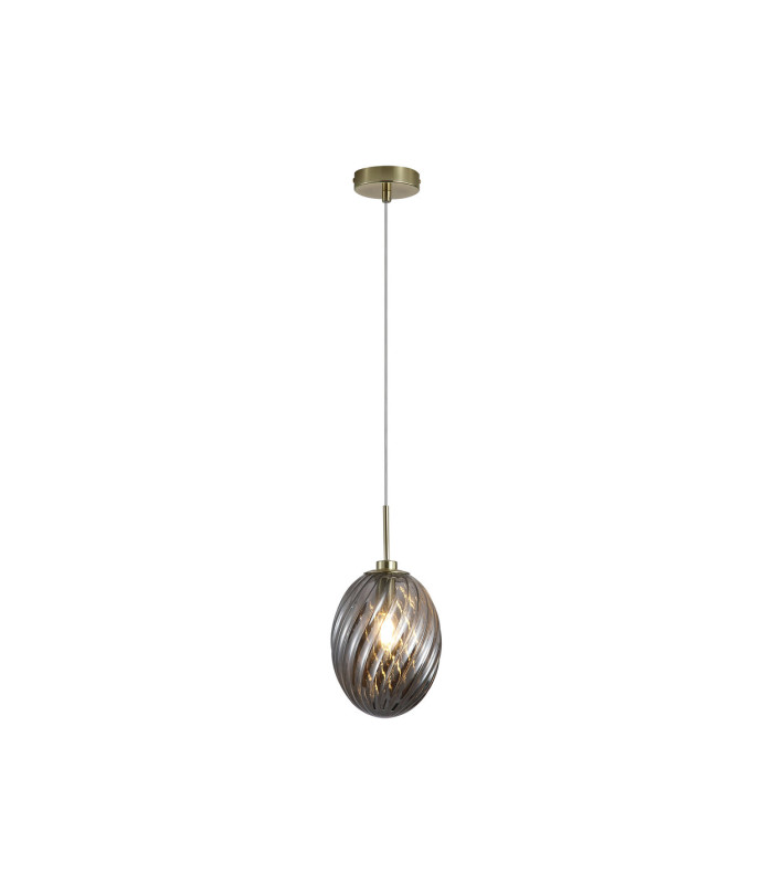 Whirl Pendant Lamp Satin Brass Smoked Glass 3x E14-3
