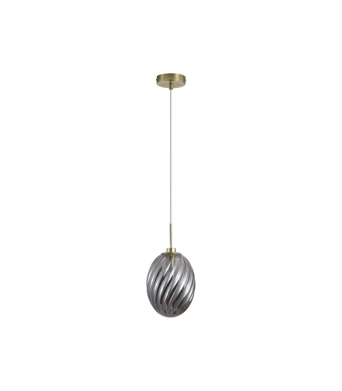 Whirl Pendant Lamp Satin Brass Smoked Glass 3x E14-4