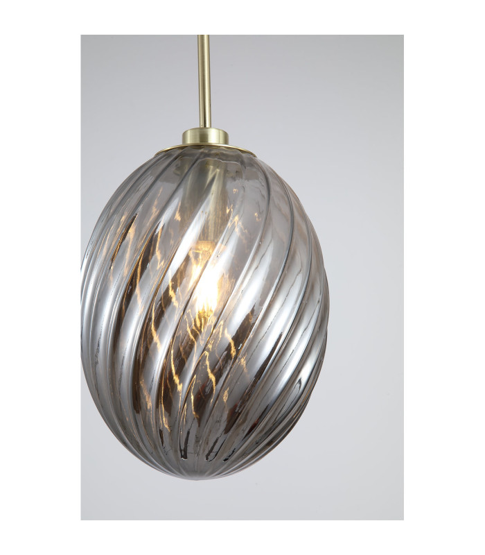 Whirl Pendant Lamp Satin Brass Smoked Glass 3x E14-5