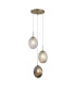 Whirl 3 Light Multi Drop Pendant Lamp Satin Brass Multi Glass 5x E14-1
