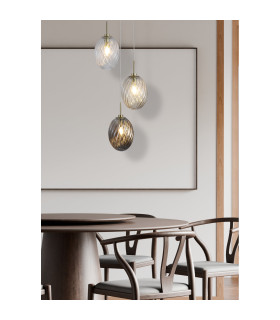 Whirl 3 Light Multi Drop Pendant Lamp Satin Brass Multi Glass 5x E14-2