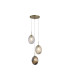 Whirl 3 Light Multi Drop Pendant Lamp Satin Brass Multi Glass 5x E14-3