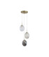 Whirl 3 Light Multi Drop Pendant Lamp Satin Brass Multi Glass 5x E14-4