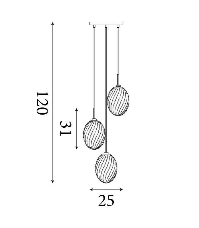 Whirl 3 Light Multi Drop Pendant Lamp Satin Brass Multi Glass 5x E14-6