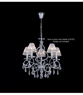 Ceiling Pendant Chandelier 5 Light Polished Chrome, Crystal - 2