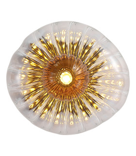 Sunbeam Wall Light Clear & Amber Ribbed Glass 3x G9-1