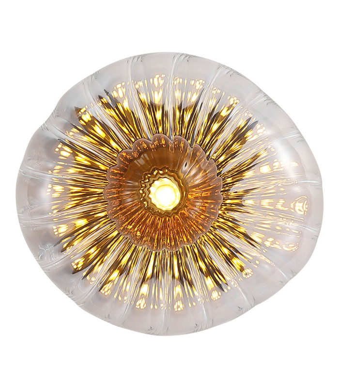 Sunbeam Wall Light Clear & Amber Ribbed Glass 3x G9-1