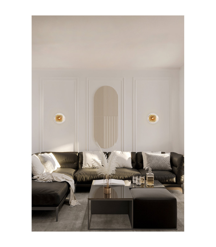 Sunbeam Wall Light Clear & Amber Ribbed Glass 3x G9-2