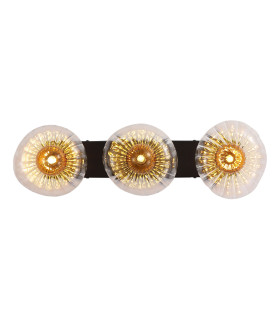 Sunbeam 3 Light Wall Light Clear & Amber Ribbed Glass 7x G9-1