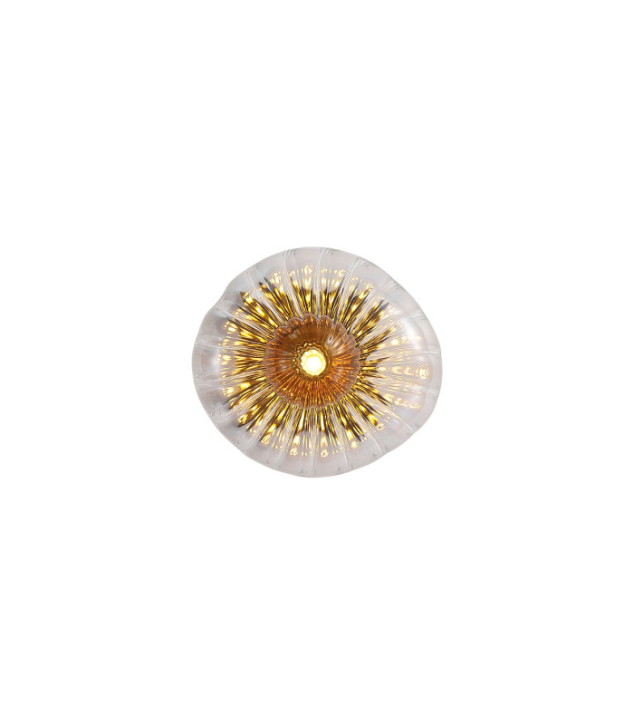 Sunbeam Wall Light Clear & Amber Ribbed Glass 3x G9-3