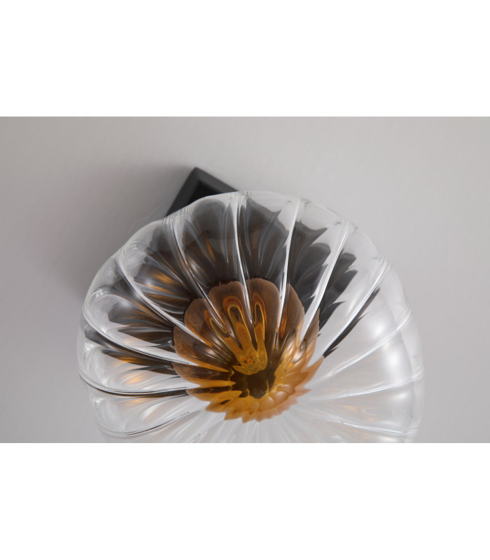 Sunbeam Wall Light Clear & Amber Ribbed Glass 3x G9-5