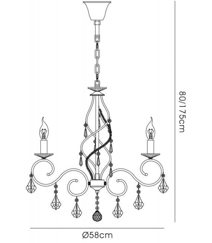 Ceiling Pendant Chandelier 5 Light Polished Chrome, Crystal - 3