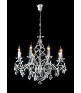Ceiling Pendant Chandelier 8 Light Polished Chrome, Crystal - 2