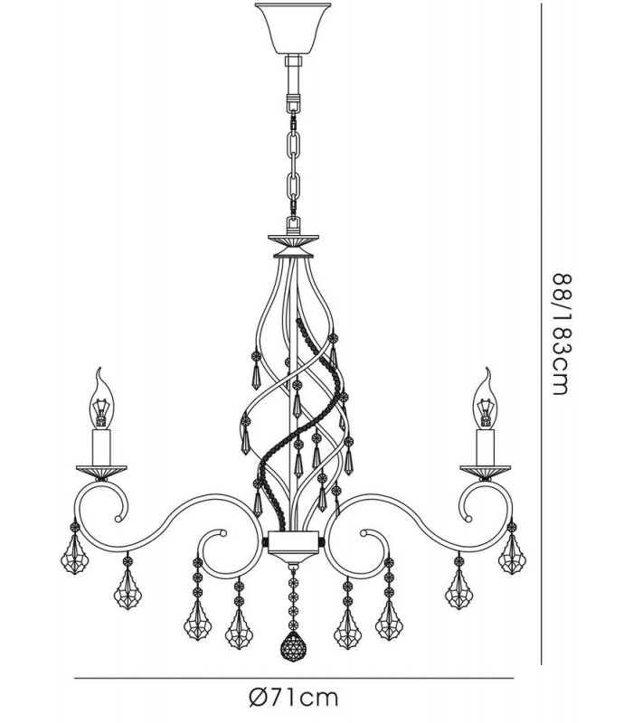 Ceiling Pendant Chandelier 8 Light Polished Chrome, Crystal - 3