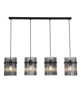 Swizzle 4 Light Bar Pendant Lamp Matt Black Smoked Rods 1x E27-1