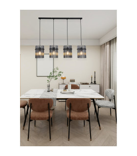 Swizzle 4 Light Bar Pendant Lamp Matt Black Smoked Rods 1x E27-2