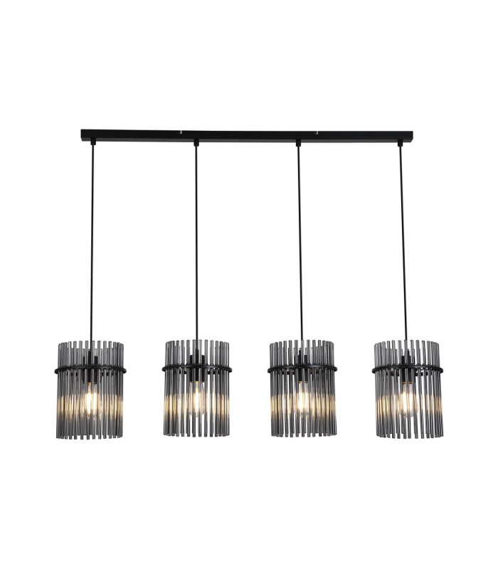 Swizzle 4 Light Bar Pendant Lamp Matt Black Smoked Rods 1x E27-3