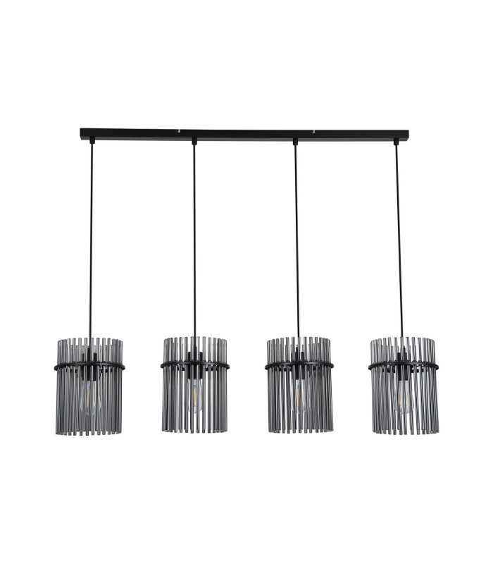 Swizzle 4 Light Bar Pendant Lamp Matt Black Smoked Rods 1x E27-4