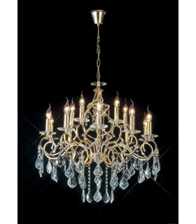 Ceiling Pendant Chandelier 15 Light French Gold, Crystal - 2