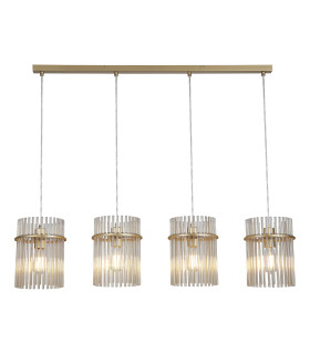 Swizzle 4 Light Bar Pendant Lamp Gold Champagne Rods 1x E27-1