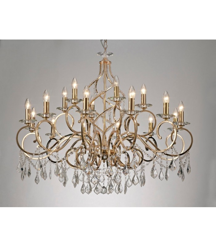 IL30312+6 Ceiling Pendant Chandelier 18 Light E14 French Gold, Crystal - 2