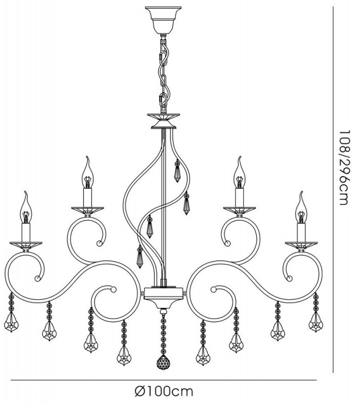 IL30312+6 Ceiling Pendant Chandelier 18 Light E14 French Gold, Crystal - 3