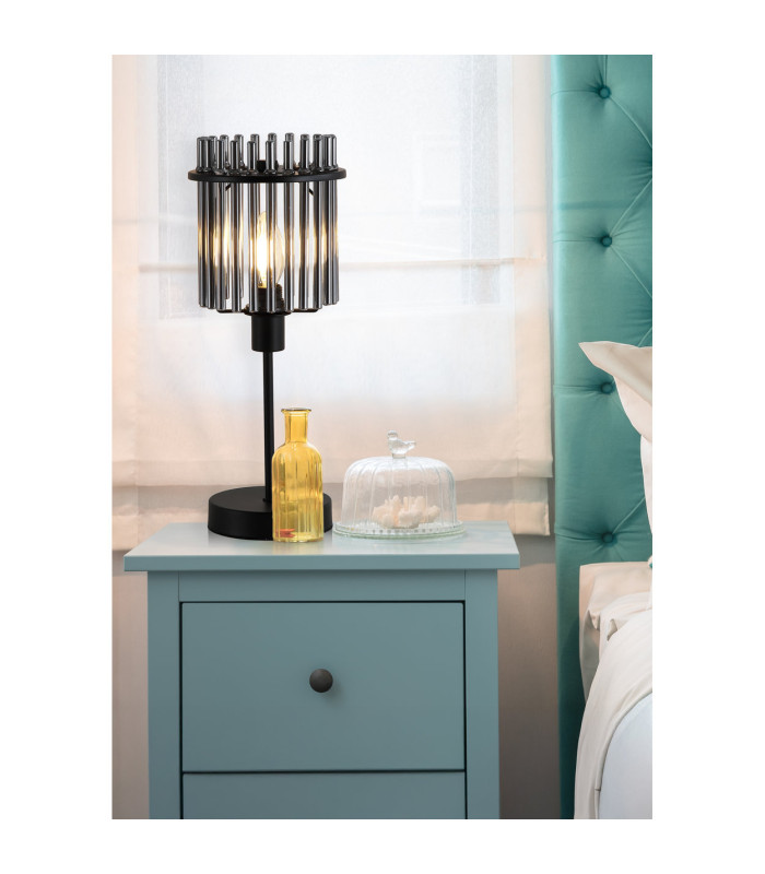 Swizzle Table Lamp Matt Black Smoked Rods 1x E27-2