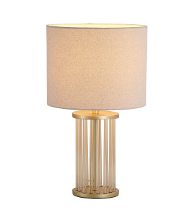 Swizzle Table Lamp Gold & White Shade 1x E27-1