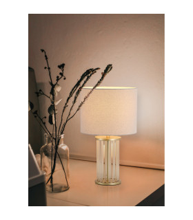Swizzle Table Lamp Gold & White Shade 1x E27-2