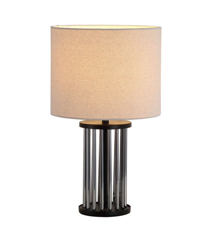 Swizzle Table Lamp Matt Black & White Shade 1x E27-1