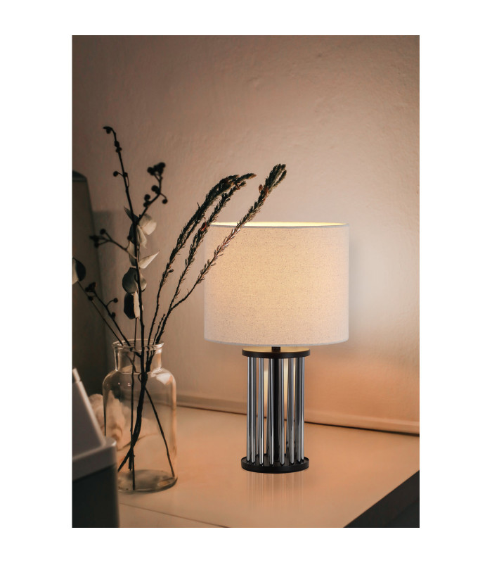 Swizzle Table Lamp Matt Black & White Shade 1x E27-2