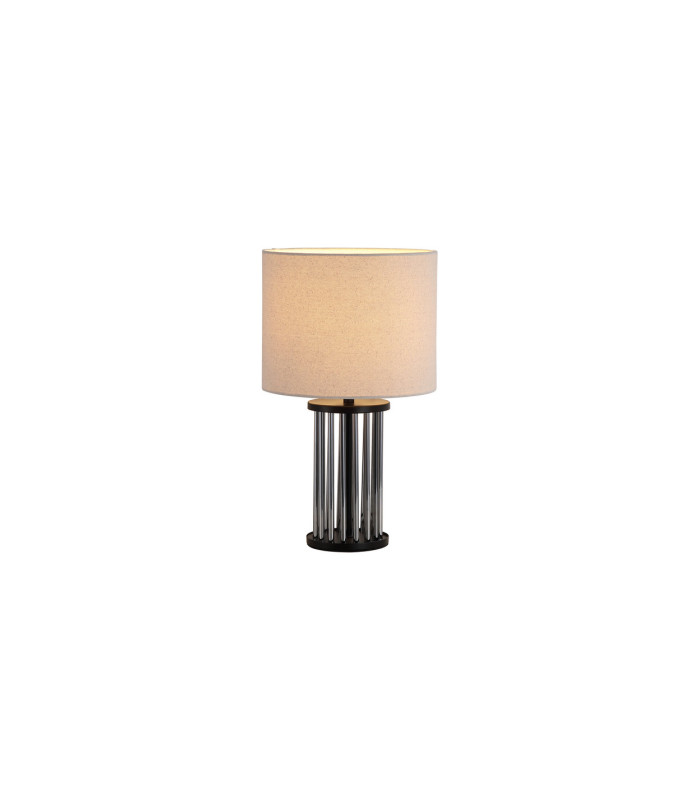 Swizzle Table Lamp Matt Black & White Shade 1x E27-3