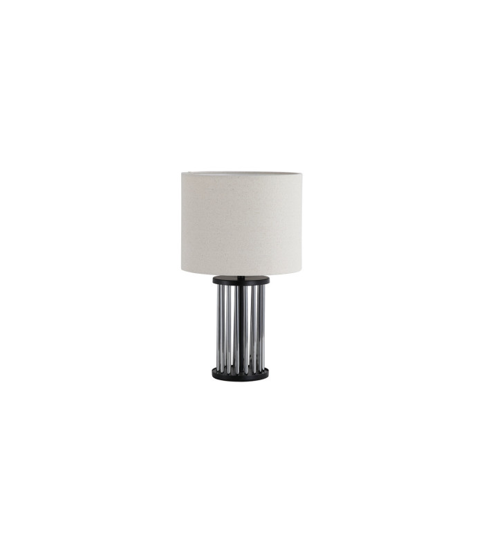 Swizzle Table Lamp Matt Black & White Shade 1x E27-4