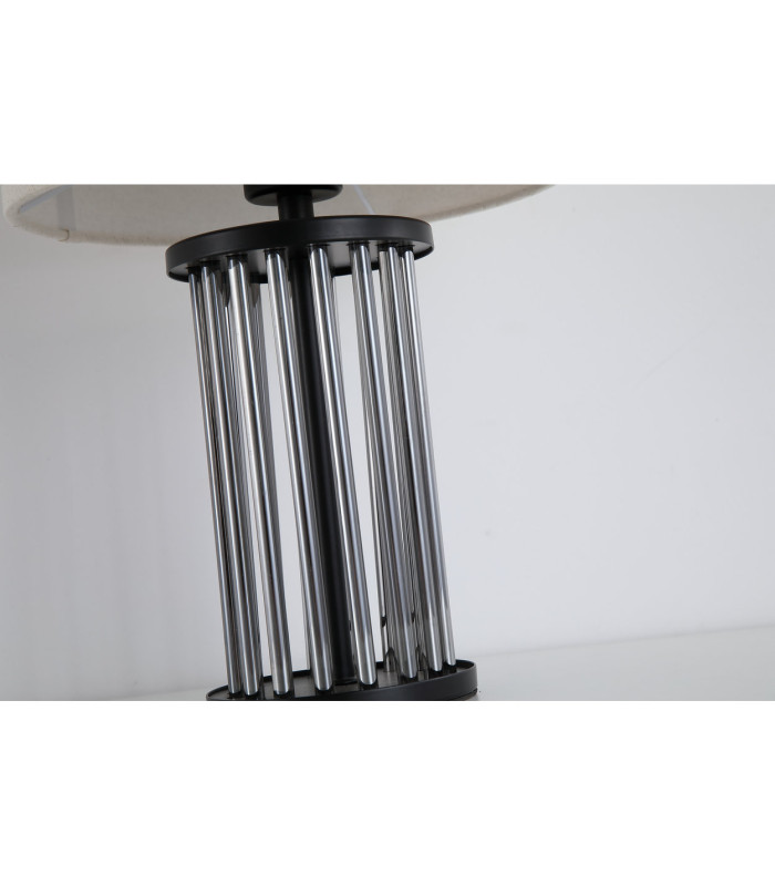Swizzle Table Lamp Matt Black & White Shade 1x E27-5