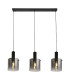 Sweden 3 Light Bar Pendant Lamp Black & Smoked Ombre Glass 3x E27-1