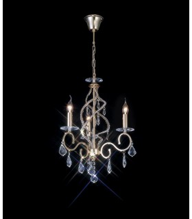 Ceiling Pendant Chandelier 3 Light French Gold, Crystal - 2