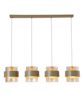 Royal 4 Light Bar Pendant Lamp S& Amber Ribbed Glass 1x E27-1