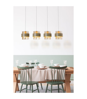 Royal 4 Light Bar Pendant Lamp S& Amber Ribbed Glass 1x E27-2