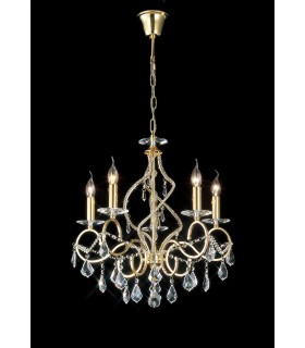 Ceiling Pendant Chandelier 5 Light French Gold, Crystal - 2