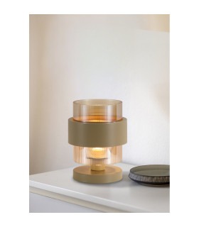 Royal Table Lamp S& Amber Ribbed Glass x-2