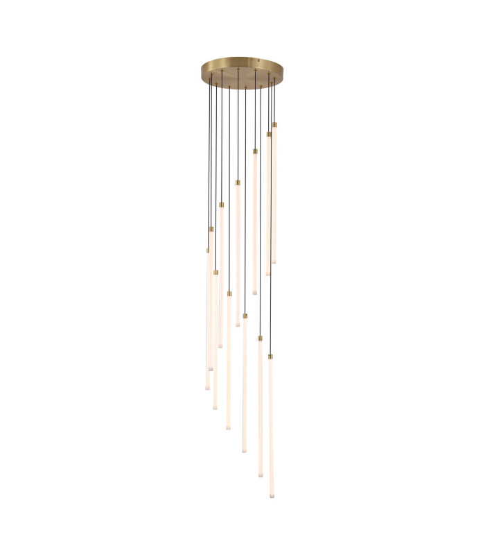 Flare LED Stairwell Multi Drop Pendant Lamp Satin Brass-1