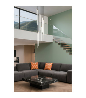 Flare LED Stairwell Multi Drop Pendant Lamp Satin Brass-2