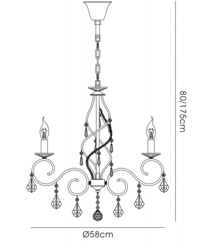 Ceiling Pendant Chandelier 5 Light French Gold, Crystal - 3