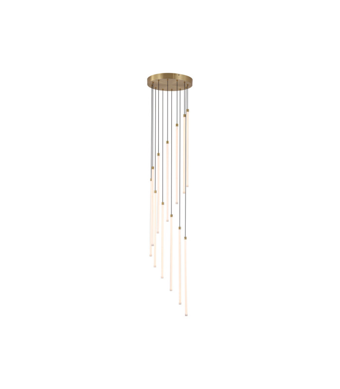 Flare LED Stairwell Multi Drop Pendant Lamp Satin Brass-3
