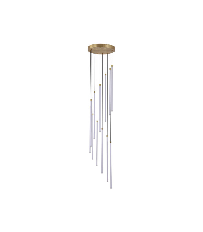 Flare LED Stairwell Multi Drop Pendant Lamp Satin Brass-4