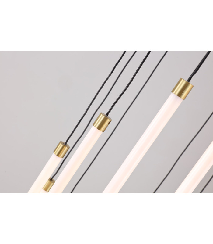 Flare LED Stairwell Multi Drop Pendant Lamp Satin Brass-5