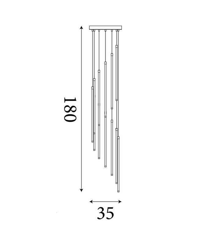 Flare LED Stairwell Multi Drop Pendant Lamp Satin Brass-6