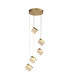 Cuboid 5 Light LED Multi Drop Pendant Lamp Satin Bras-1